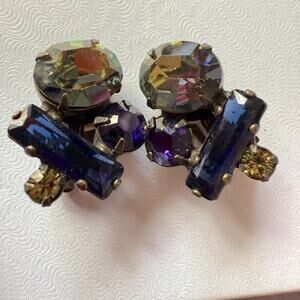 Sorrelli Crystal Clip On Brass Tone Earrings